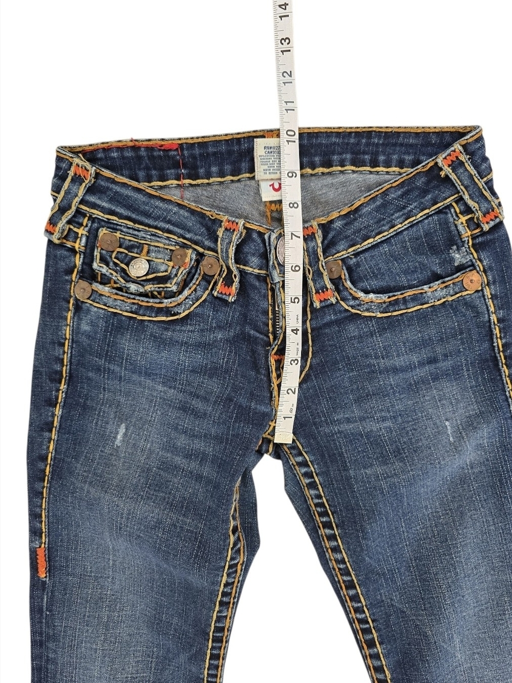 True Religion Joey Bootcut Jeans Women's 26 Dark Wash Flap Pocket Low Rise Y2K - Picture 8 of 16